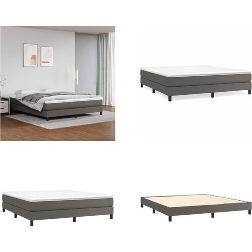 vidaXL Boxspringbett Grau 180x200 cm Kunstleder - Boxspringbett - Boxspringbetten - Bett - Schlafzimmermöbel