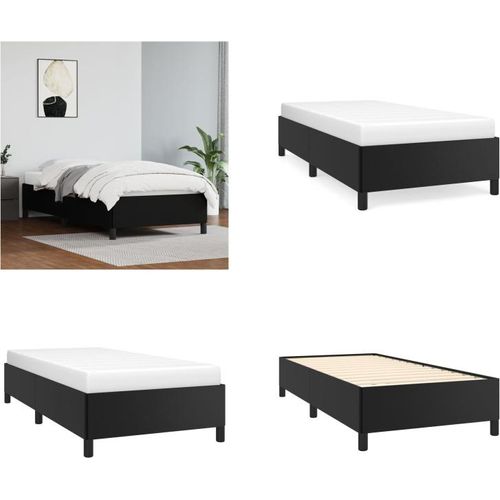 vidaXL Bettgestell Schwarz 90x200 cm Kunstleder - Bettgestell - Bettgestelle - Bett - Schlafzimmermöbel