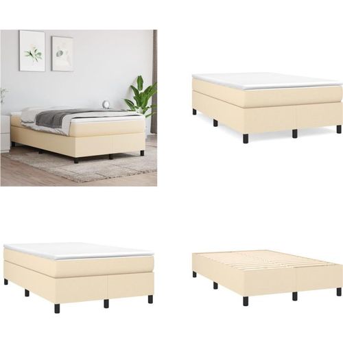vidaXL Boxspringbett Creme 120x200 cm Stoff - Boxspringbett - Boxspringbetten - Bett - Schlafzimmermöbel