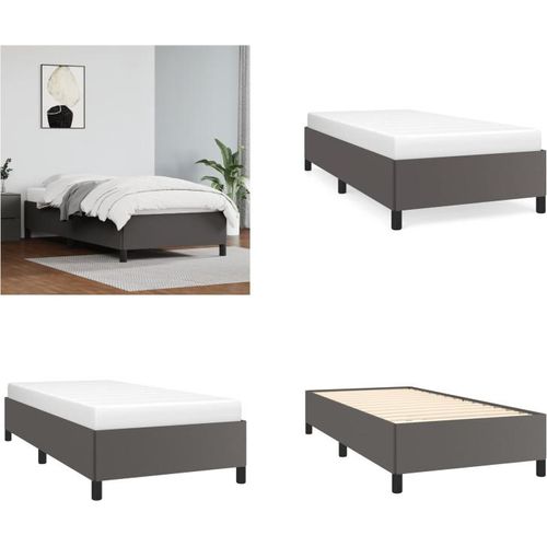 vidaXL Bettgestell Grau 90x190 cm Kunstleder - Bettgestell - Bettgestelle - Bett - Schlafzimmermöbel