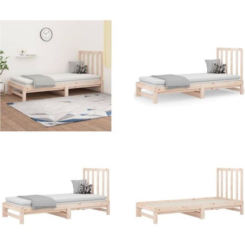 vidaXL Tagesbett Ausziehbar 2x(90x190) cm Massivholz Kiefer - Tagesbett - Tagesbetten - Schlafsofa - Schlafsofas