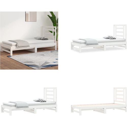 vidaXL Tagesbett Ausziehbar Weiß 2x(90x200) cm Massivholz Kiefer - Tagesbett - Tagesbetten - Schlafsofa - Schlafsofas