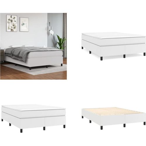 vidaXL Boxspringbett Weiß 140x200 cm Kunstleder - Boxspringbett - Boxspringbetten - Bett - Schlafzimmermöbel
