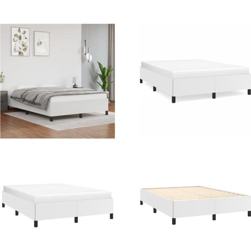 vidaXL Bettgestell Weiß 140x200 cm Kunstleder - Bettgestell - Bettgestelle - Bett - Schlafzimmermöbel