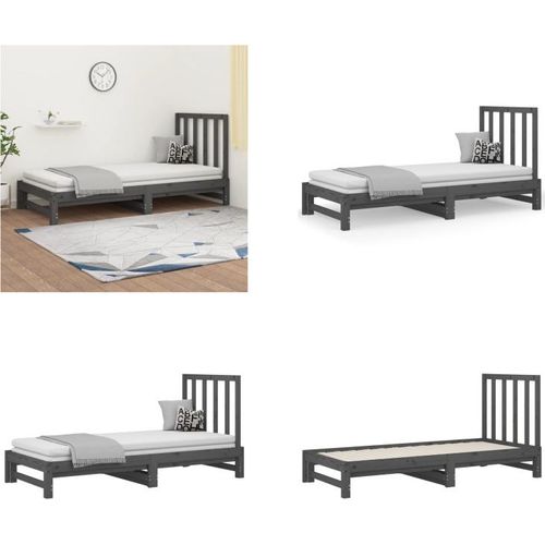 vidaXL Tagesbett Ausziehbar Grau 2x(90x200) cm Massivholz Kiefer - Tagesbett - Tagesbetten - Schlafsofa - Schlafsofas