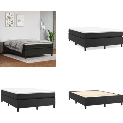 vidaXL Boxspringbett Schwarz 140x190 cm Kunstleder - Boxspringbett - Boxspringbetten - Bett - Schlafzimmermöbel
