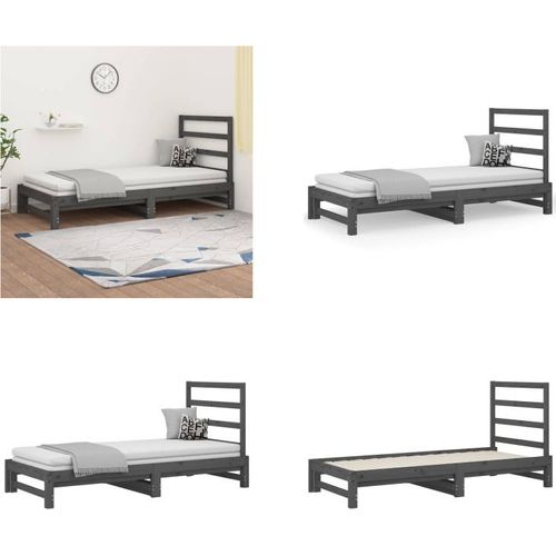 vidaXL Tagesbett Ausziehbar Grau 2x(90x200) cm Massivholz Kiefer - Tagesbett - Tagesbetten - Schlafsofa - Schlafsofas