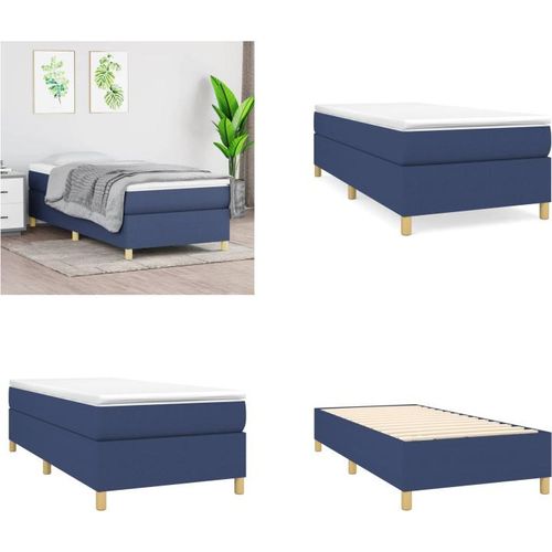 vidaXL Boxspringbett Blau 90x200 cm Stoff - Boxspringbett - Boxspringbetten - Bett - Schlafzimmermöbel
