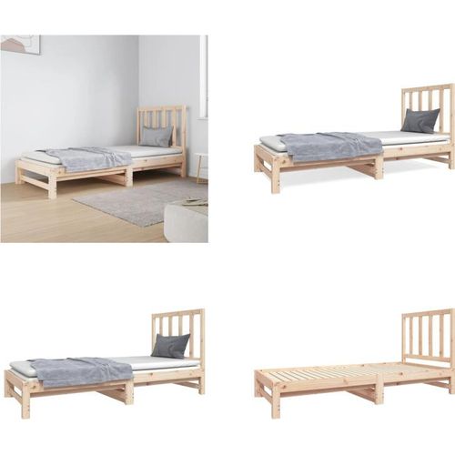 vidaXL Tagesbett Ausziehbar 2x(90x190) cm Massivholz Kiefer - Tagesbett - Tagesbetten - Schlafsofa - Schlafsofas