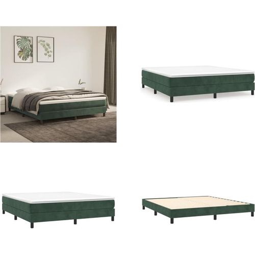 vidaXL Boxspringbett Dunkelgrün 160x200 cm Samt - Boxspringbett - Boxspringbetten - Bett - Schlafzimmermöbel