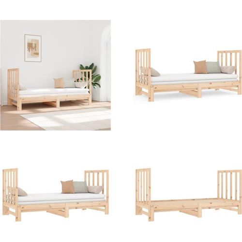 vidaXL Tagesbett Ausziehbar 2x(90x190) cm Massivholz Kiefer - Tagesbett - Tagesbetten - Schlafsofa - Schlafsofas