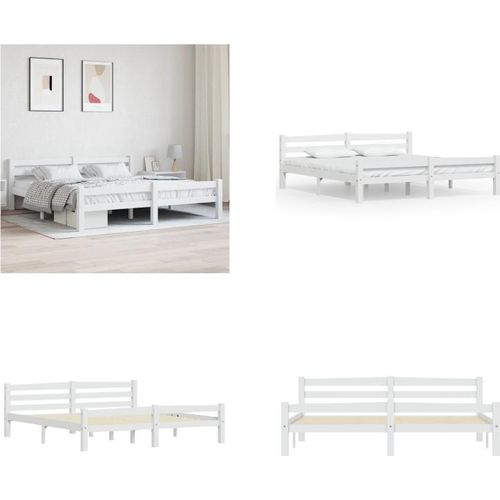 vidaXL Massivholzbett Weiß Kiefer 180x200 cm - Bettrahmen - Holz-Bettrahmen - Bett - Betten