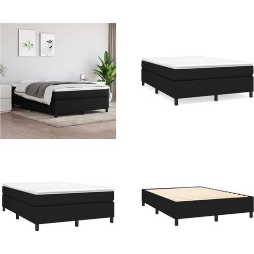vidaXL Boxspringbett Schwarz 140x190 cm Stoff - Boxspringbett - Boxspringbetten - Bett - Schlafzimmermöbel