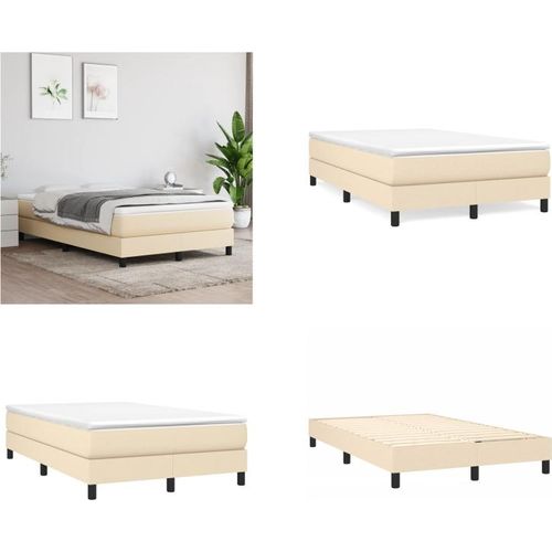 vidaXL Boxspringbett Creme 120x200 cm Stoff - Boxspringbett - Boxspringbetten - Bett - Schlafzimmermöbel