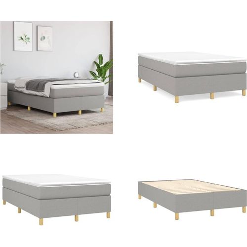 vidaXL Boxspringbett Hellgrau 120x200 cm Stoff - Boxspringbett - Boxspringbetten - Bett - Schlafzimmermöbel