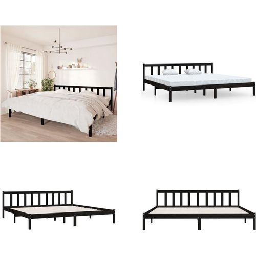 vidaXL Massivholzbett Schwarz Kiefer 200x200 cm - Bettrahmen - Holz-Bettrahmen - Bett - Betten