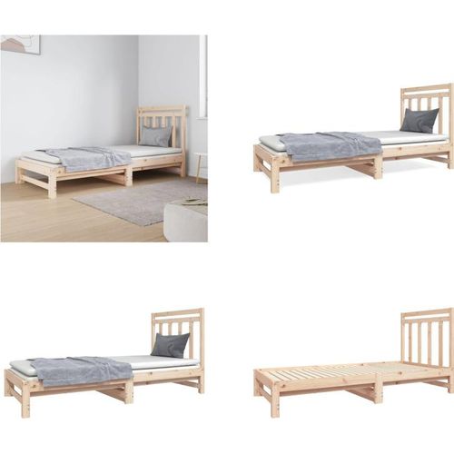 vidaXL Tagesbett Ausziehbar 2x(90x190) cm Massivholz Kiefer - Tagesbett - Tagesbetten - Schlafsofa - Schlafsofas