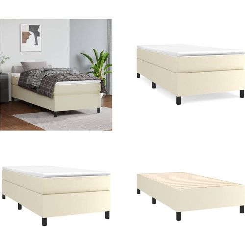 vidaXL Boxspringbett Creme 90x190 cm Kunstleder - Boxspringbett - Boxspringbetten - Bett - Schlafzimmermöbel