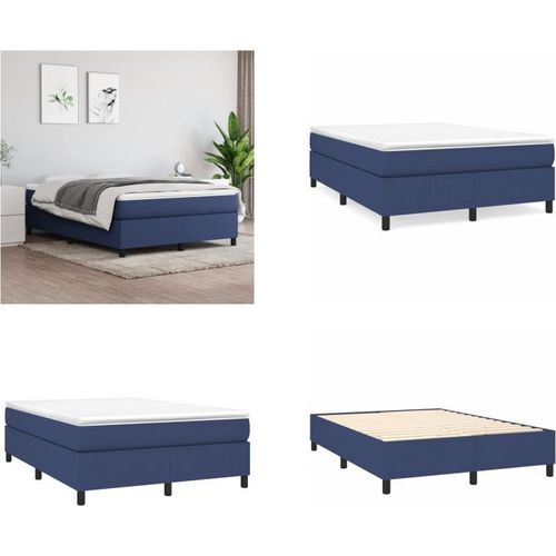 vidaXL Boxspringbett Blau 140x200 cm Stoff - Boxspringbett - Boxspringbetten - Bett - Schlafzimmermöbel