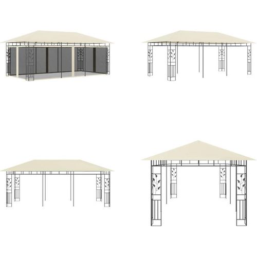 vidaXL Pavillon mit Moskitonetz 6x3x2,73 m Creme - Gartenpavillon - Gartenpavillons - Pavillon - Pavillons