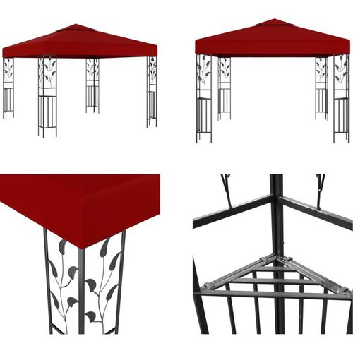 vidaXL Pavillon 3x3 m Weinrot - Gartenlaube - Gartenlauben - Gartenzelt - Gartenzelte
