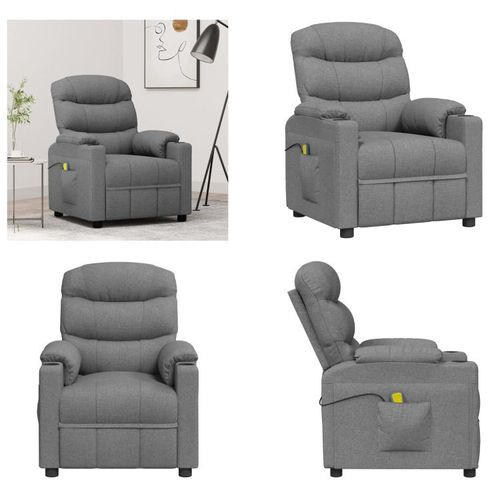 vidaXL Massagesessel Hellgrau Stoff - Massagesessel - Massage Sessel - Massage TV-Sessel - Massage Fernsehsessel