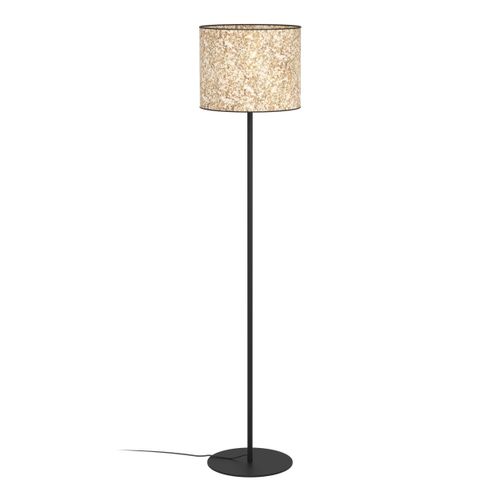 EGLO Stehlampe Butterburn, Eck Standleuchte mit Birken-Blättern, Stehleuchte aus Metall in Schwarz und Textil in Beige, Lampe, E27 Fassung, 162 cm