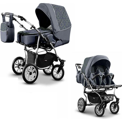 Zwillingskinderwagen 2 in 1 City Twin inkl. Sportsitze - 15 Teile - in 19 Farben