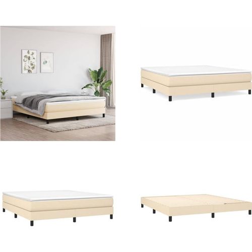 vidaXL Boxspringbett Creme 160x200 cm Stoff - Boxspringbett - Boxspringbetten - Bett - Schlafzimmermöbel