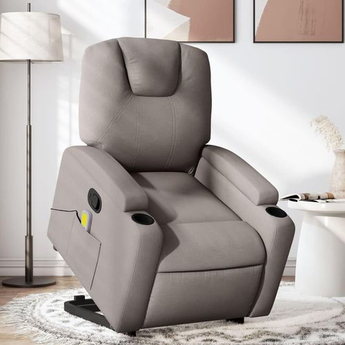 Massagesessel mit Aufstehhilfe Taupe Stoff 3204388