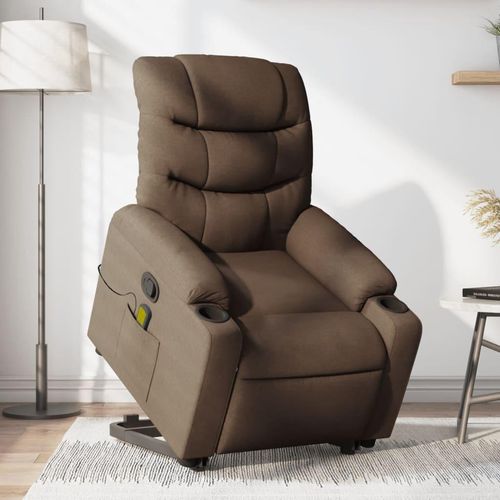 Massagesessel mit Aufstehhilfe Braun Stoff 3206658