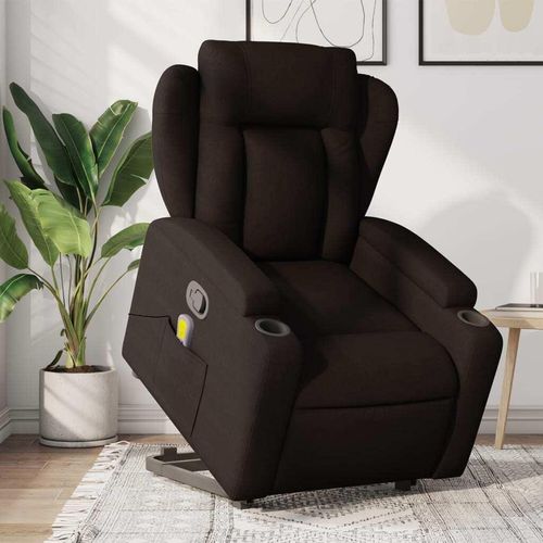 Massagesessel mit Aufstehhilfe Dunkelbraun Stoff 3204499
