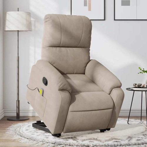 Massagesessel mit Aufstehhilfe Taupe Mikrofasergewebe 3204936