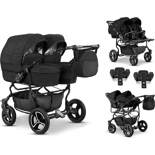 Zwillingskinderwagen 5 in 1 Twin Star inkl. Autositze und Iso Bases - 14 Teile - in 16 Farben