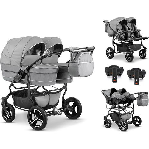 Zwillingskinderwagen 5 in 1 Twin Star inkl. Autositze und Iso Bases - 14 Teile - in 16 Farben
