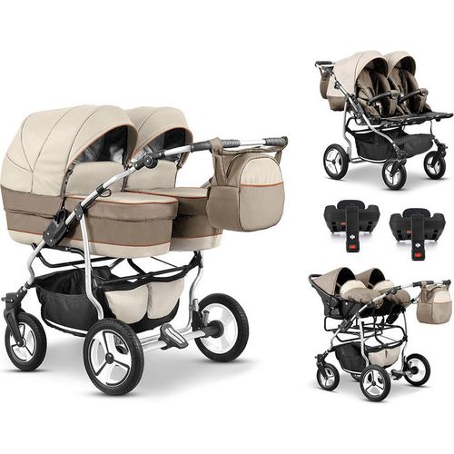 Zwillingskinderwagen 5 in 1 Twin Star inkl. Autositze und Iso Bases - 14 Teile - in 16 Farben