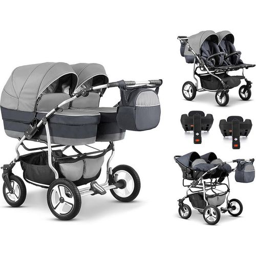 Zwillingskinderwagen 5 in 1 Twin Star inkl. Autositze und Iso Bases - 14 Teile - in 16 Farben