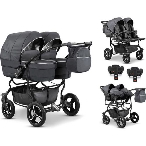 Zwillingskinderwagen 5 in 1 Twin Star inkl. Autositze und Iso Bases - 14 Teile - in 16 Farben