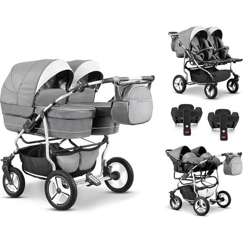 Zwillingskinderwagen 5 in 1 Twin Star inkl. Autositze und Iso Bases - 14 Teile - in 16 Farben
