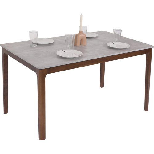 Esszimmertisch MCW-M55, Tisch Esstisch, Massiv-Holz HDF Laminat Melamin 135x80cm, Beton-Optik, braune Beine