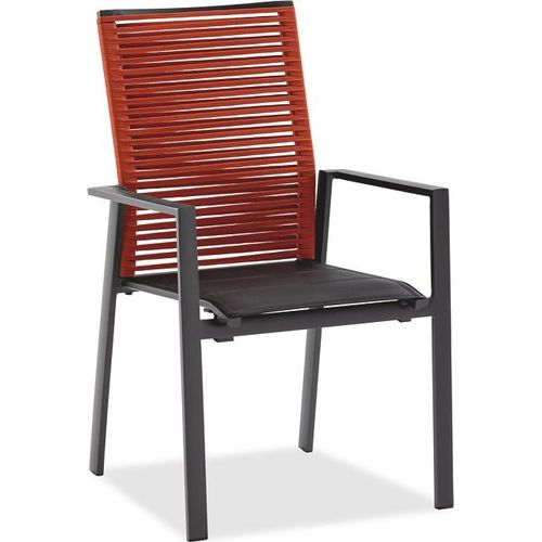 Gartenstuhl Cervox 61x65 Stoff Schwarz Kordel Rot Gestell Alu Anthrazit