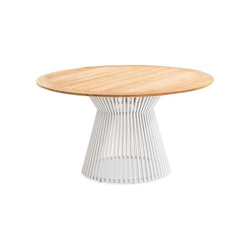 Gartentisch Acorex rund 140x140x76 Tischplatte Teak Gestell Aluminium Ivory