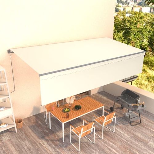 Markise Automatisch Einziehbar mit Volant 6x3 m Creme