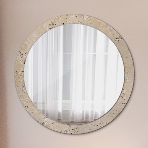 Spiegel - Mirror zum Wandspiegel Schlafzimmer – Schminkspiegel- natürlich Stein- Ø90cm