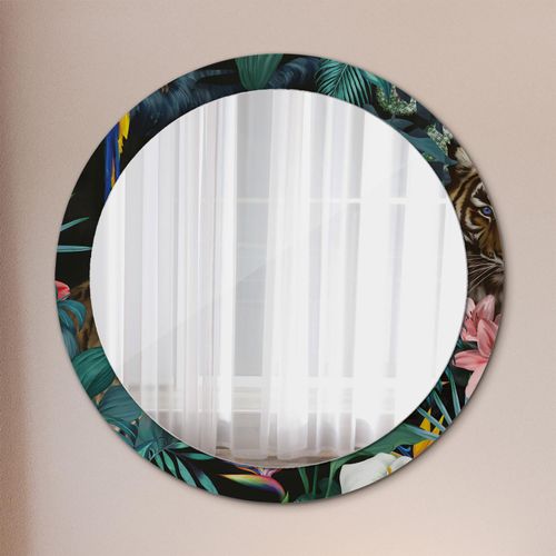 Spiegel - Mirror zum Wandspiegel Schlafzimmer – Schminkspiegel- Dschungel Wald- Ø90cm