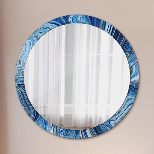 Spiegel - Mirror zum Wandspiegel Schlafzimmer – Schminkspiegel- blau Marmorierung- Ø100cm