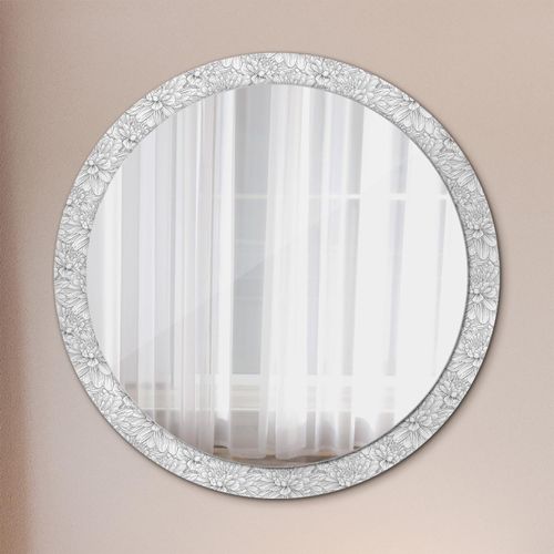 Spiegel - Mirror zum Wandspiegel Schlafzimmer – Schminkspiegel- Lotus Blumen- Ø100cm