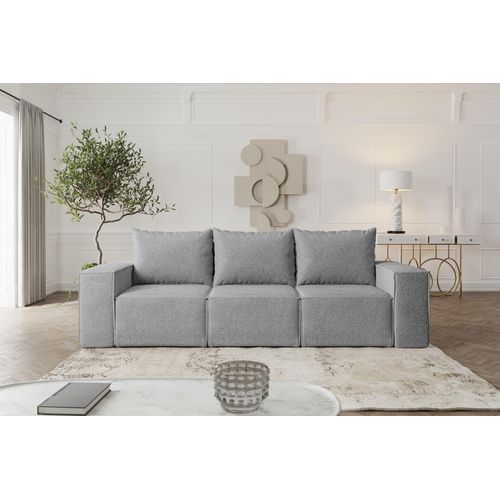 Sofa Designersofa ESTELLE 3-Sitzer mit Schlaffunktion in Stoff Abriamo Grau