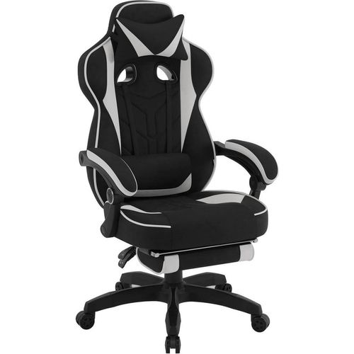 WOLTU Gaming Stuhl atmungsaktiver Stoff, Bürostuhl ergonomisch, Leathaire-Stoff : Grau Farbe: Grau