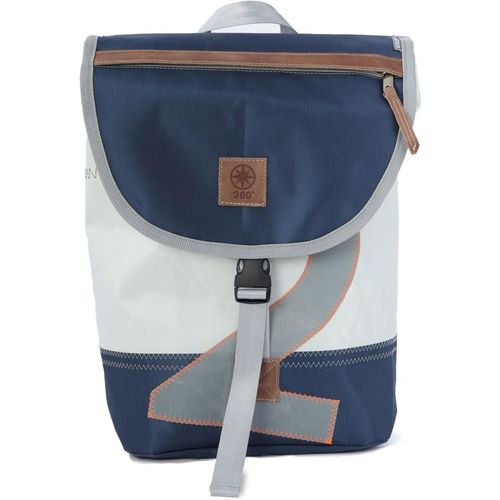 Rucksack Landgang Mini Weiss Blau Grau, recyceltes Segeltuch